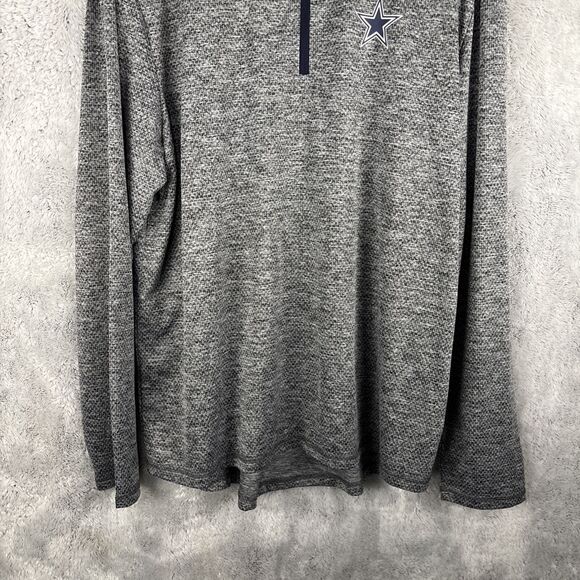 Dallas Cowboys Authentic NFL 1/4 Zip Men Pullover Polyester Size XL Heather Gray - Picture 2 of 6